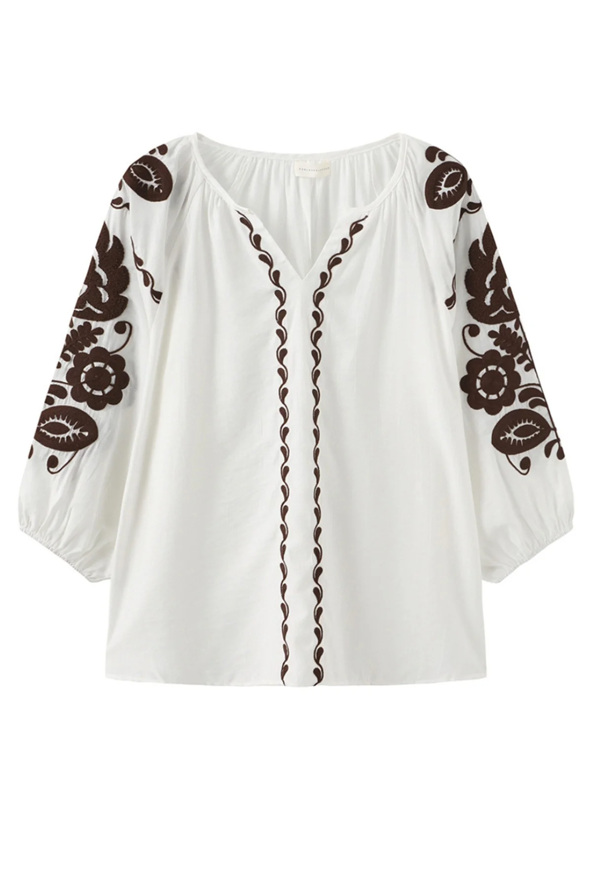 Allette - Boheme bluse med broderi og trekvartærmer - Image 3