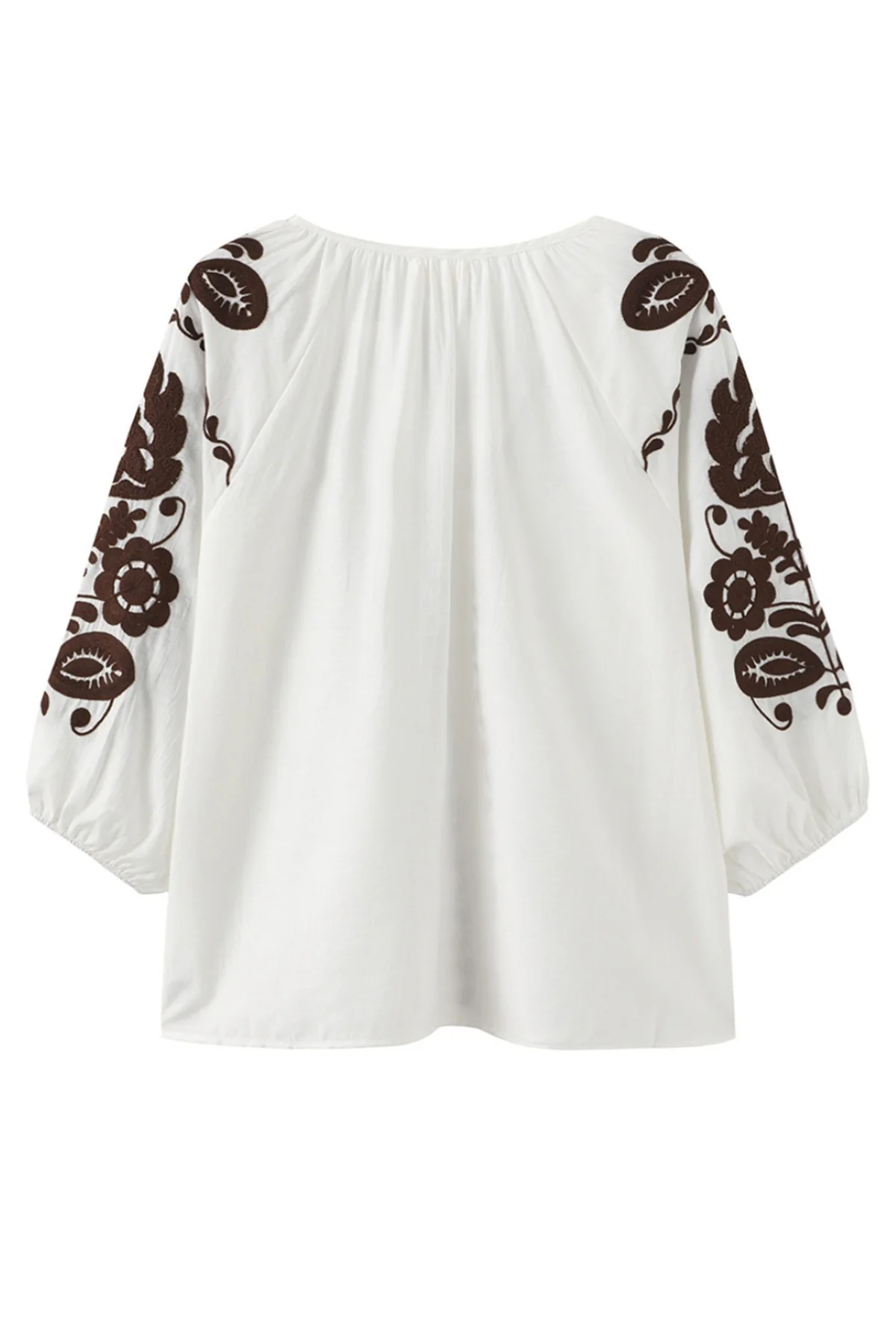 Allette - Boheme bluse med broderi og trekvartærmer - Image 4