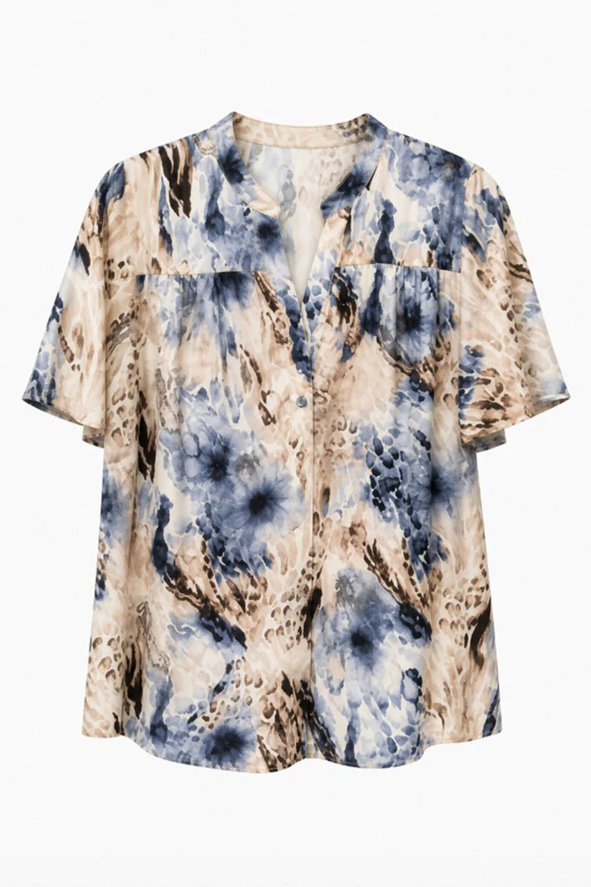 AMORA - Kortærmet print bluse i silkekvalitet - Image 11