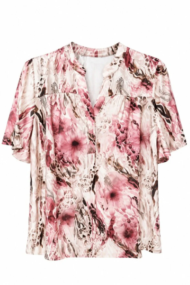 AMORA - Kortærmet print bluse i silkekvalitet - Image 6