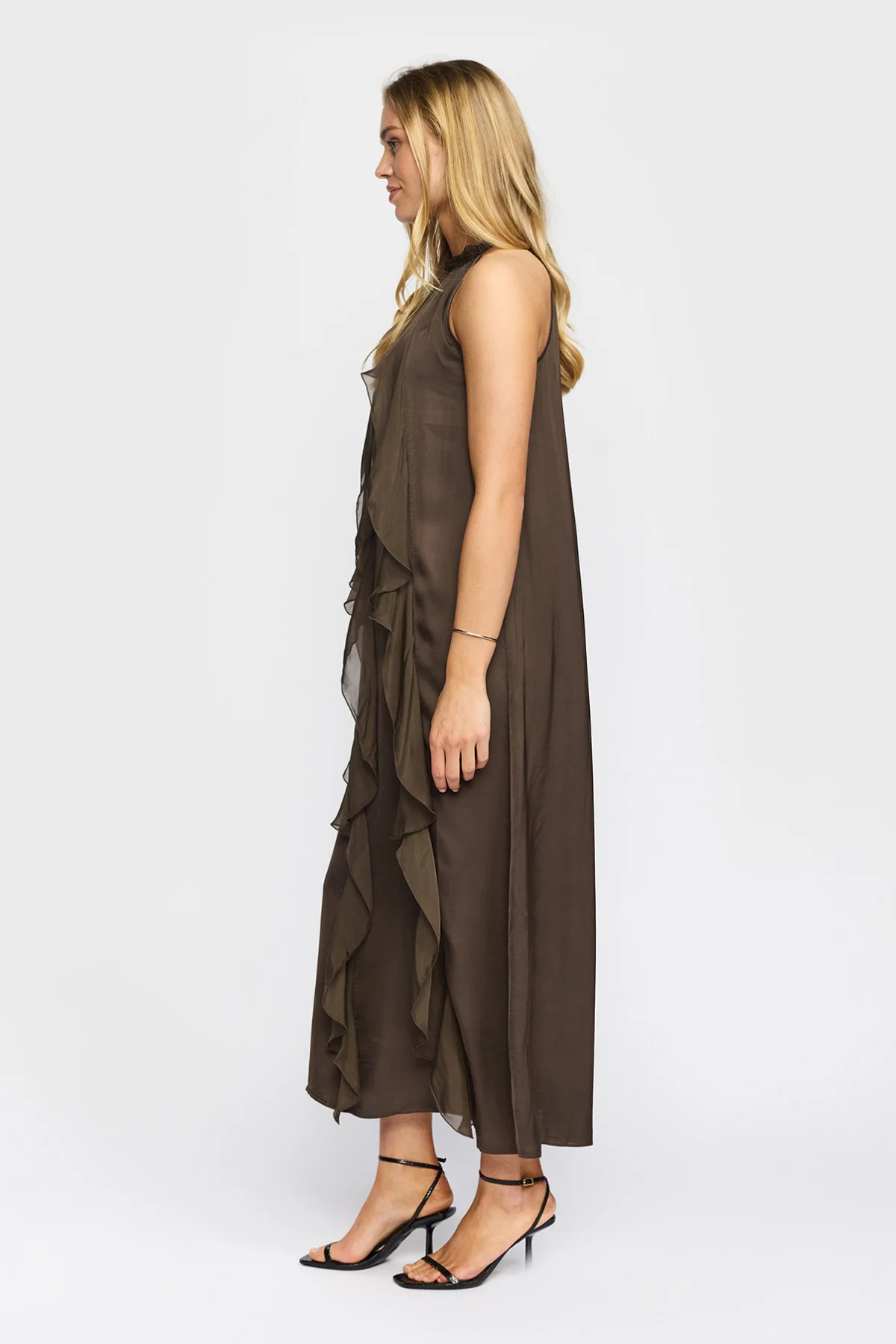GENNA - Elegant lang kjole med flæser - Image 2