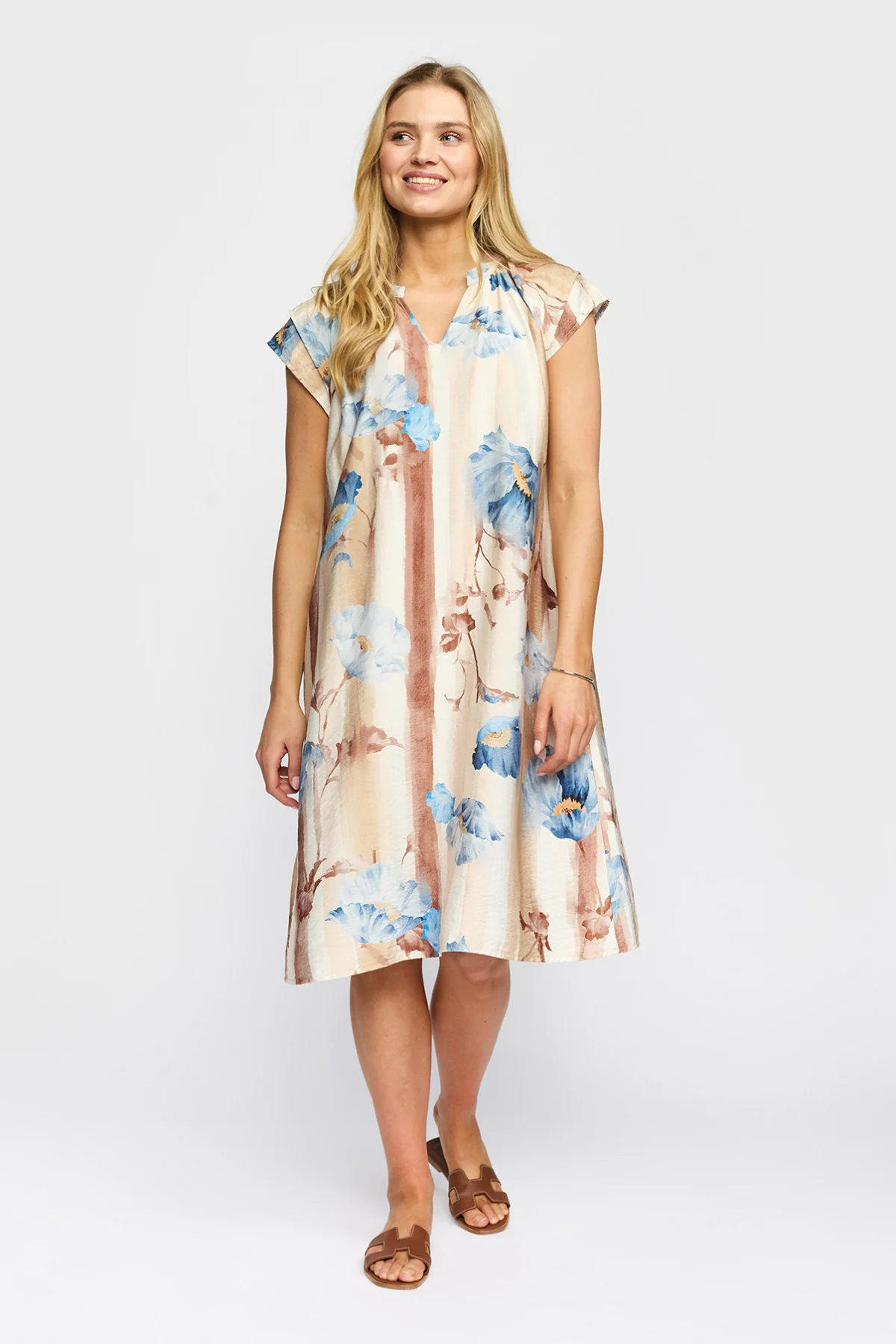 ISABELL - Kortærmet kjole med blomsterprint