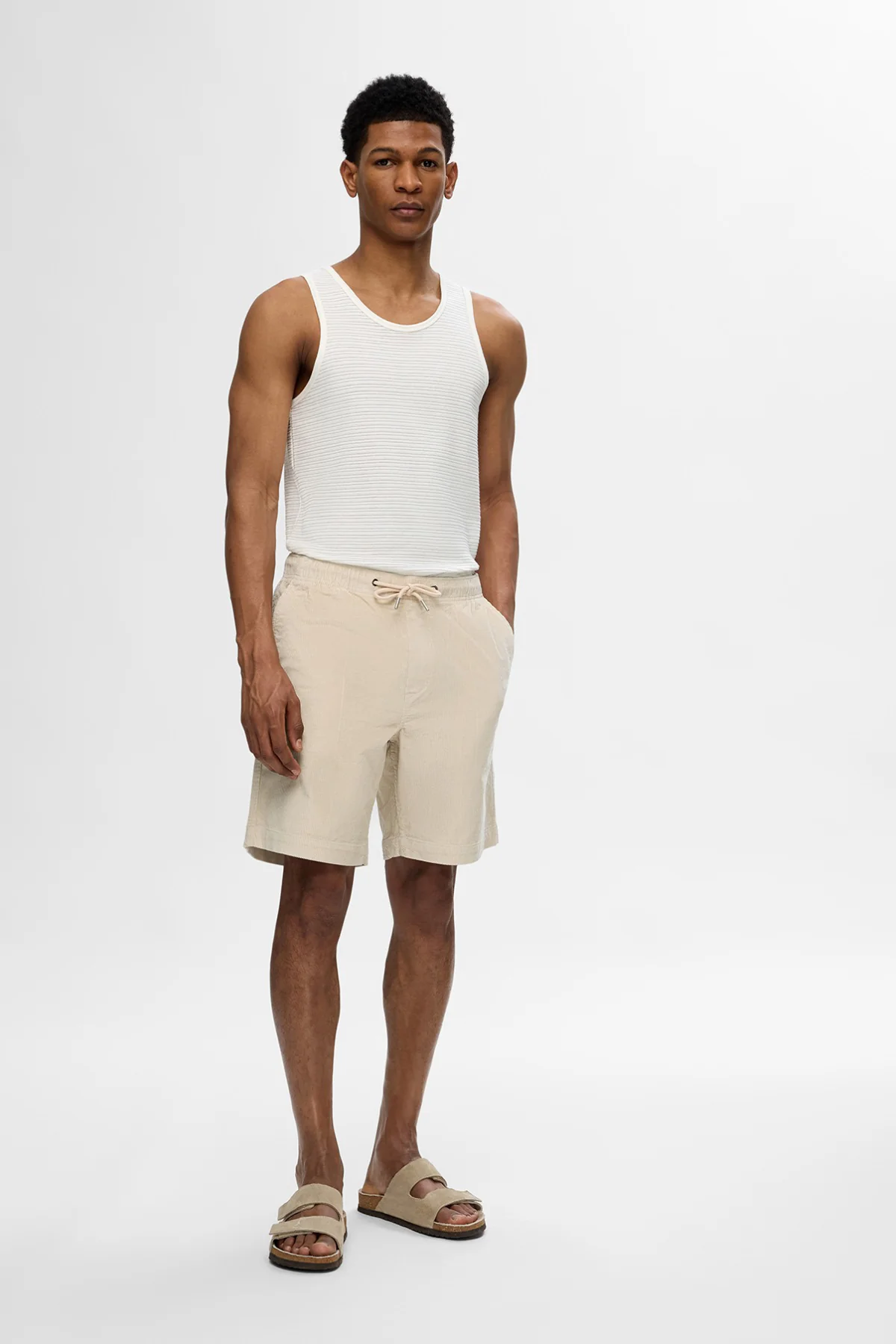 SLHREGULAR-JACE - Fløjlsshorts med lommer og bindebå - Image 3