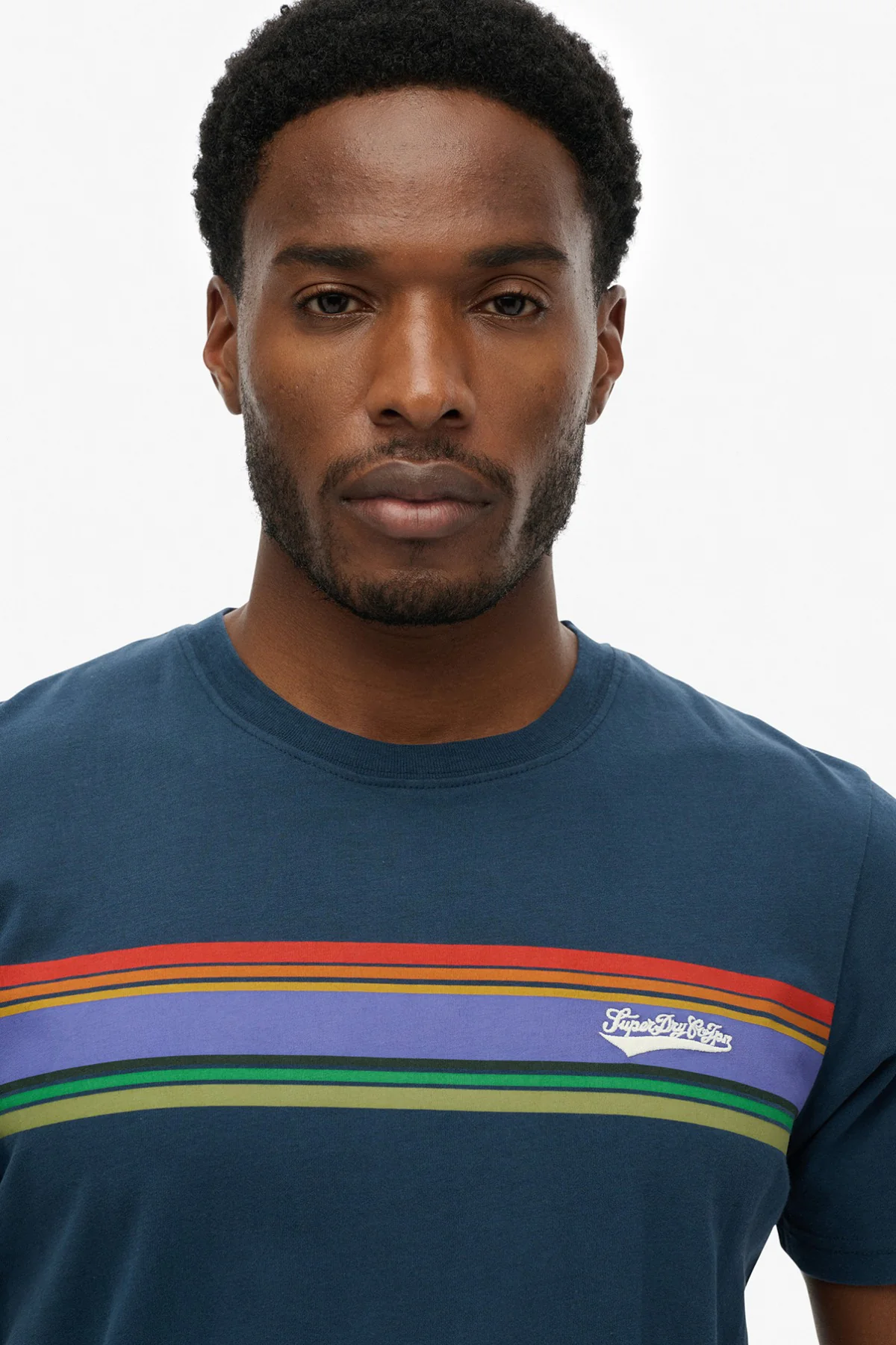 Kortærmet T-shirt med striber og logo - Image 5