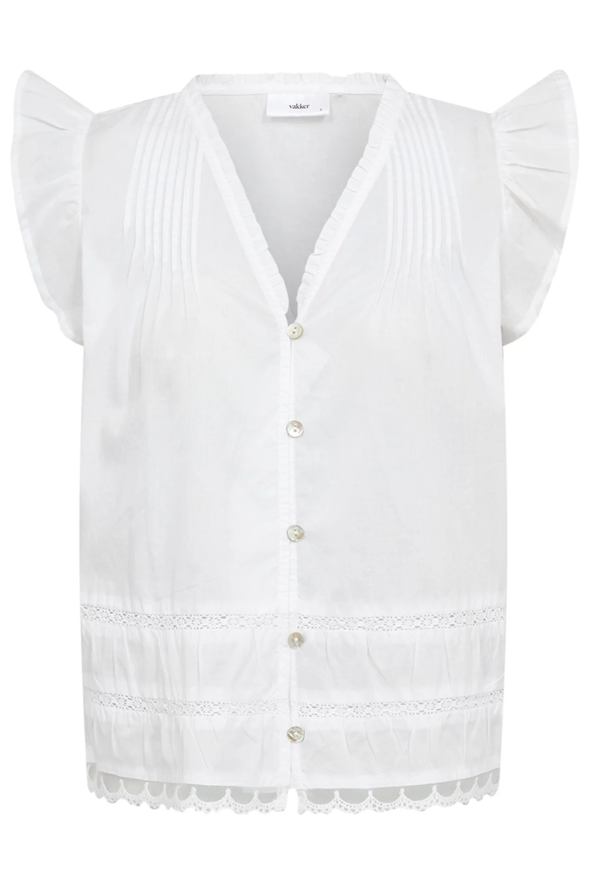 PEACH - Skjortebluse med flæser og broderi detaljer - Image 5