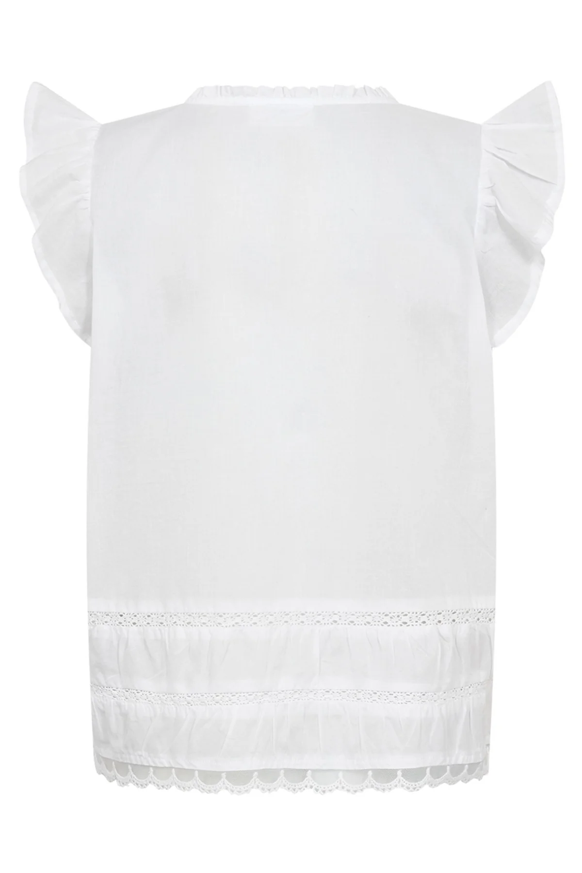 PEACH - Skjortebluse med flæser og broderi detaljer - Image 6
