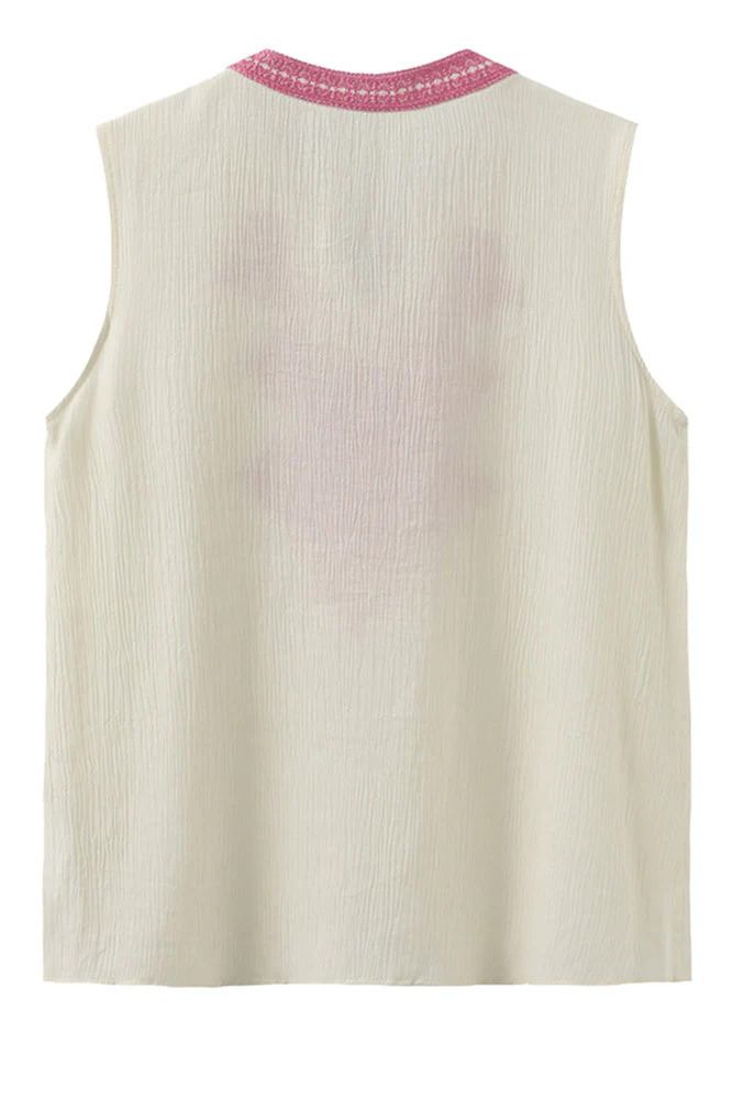 Vigdis - Ærmeløs top med broderi - Image 3