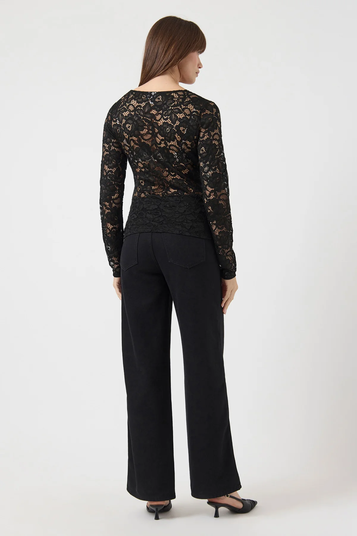 YAS YASLACEY LS V-NECK LACE TOP S. NOOS - Image 5