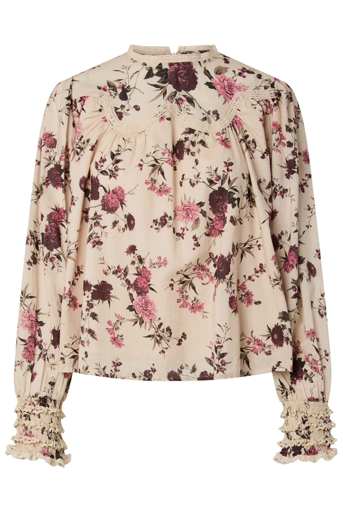 YASSILLE - Blomstret bluse med fine ærmer